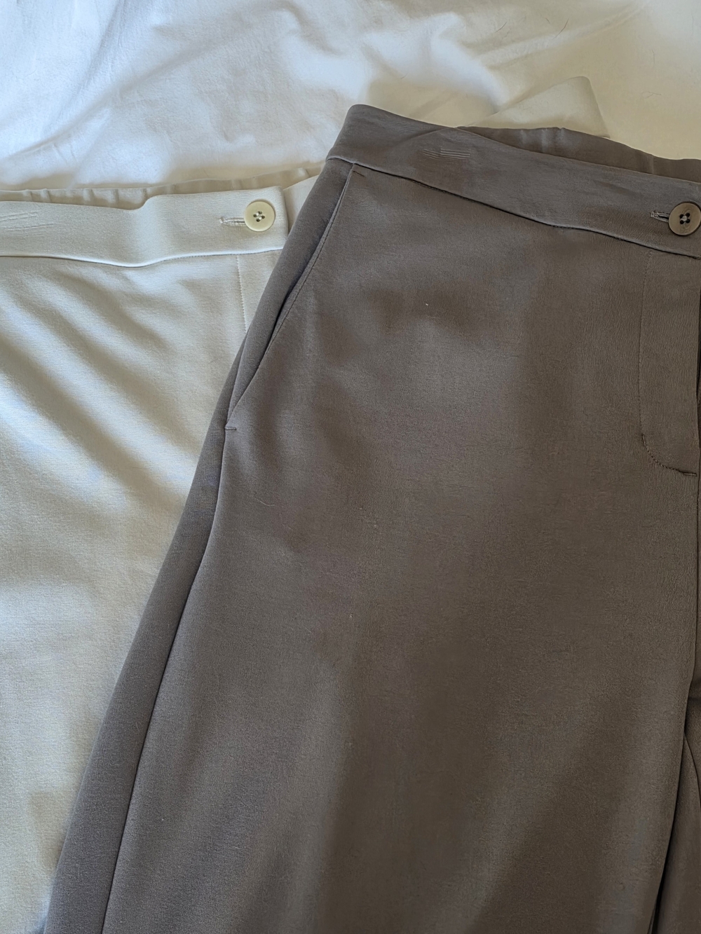 2 Prs Of EILEEN FISHER Ponte Pants Tapered Trousers - Grey And Bone